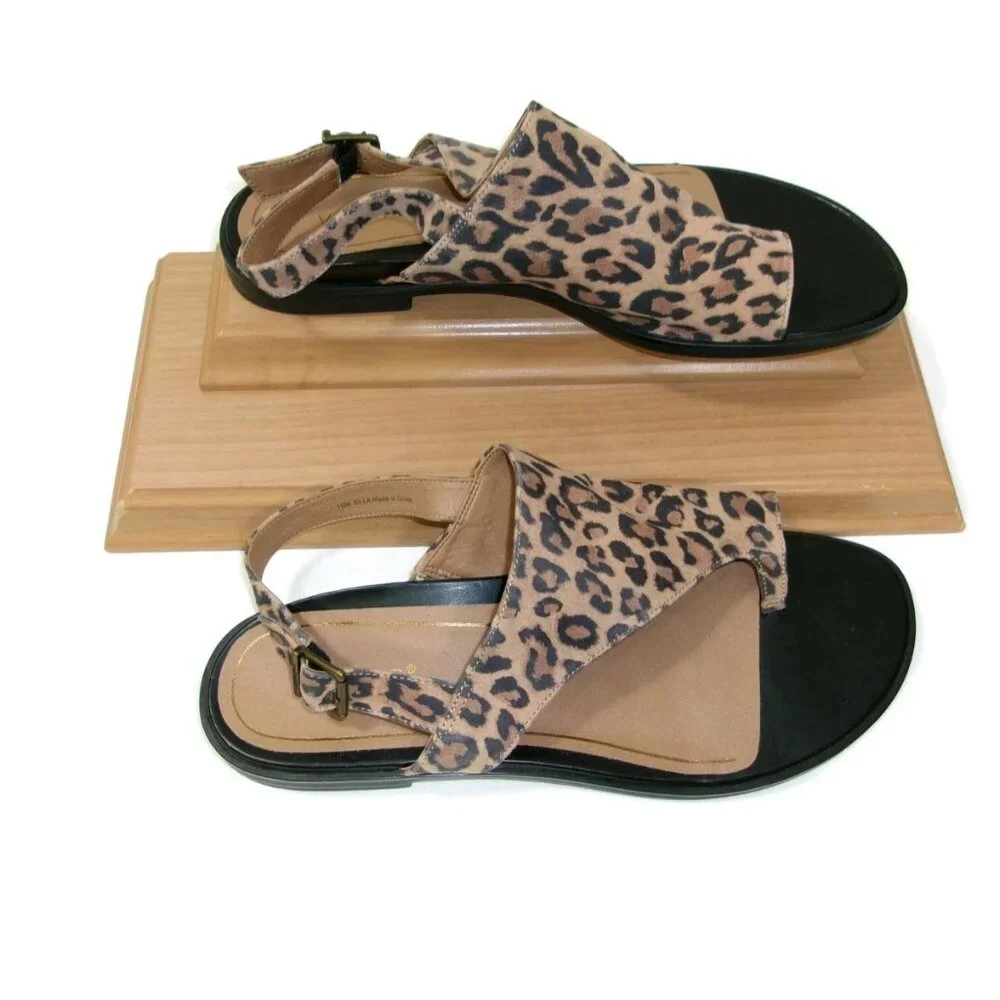 Vionice Womens Ella Toffee Leather Leopard Print Sandals Shoes Size 10 M - Picture 14 of 16